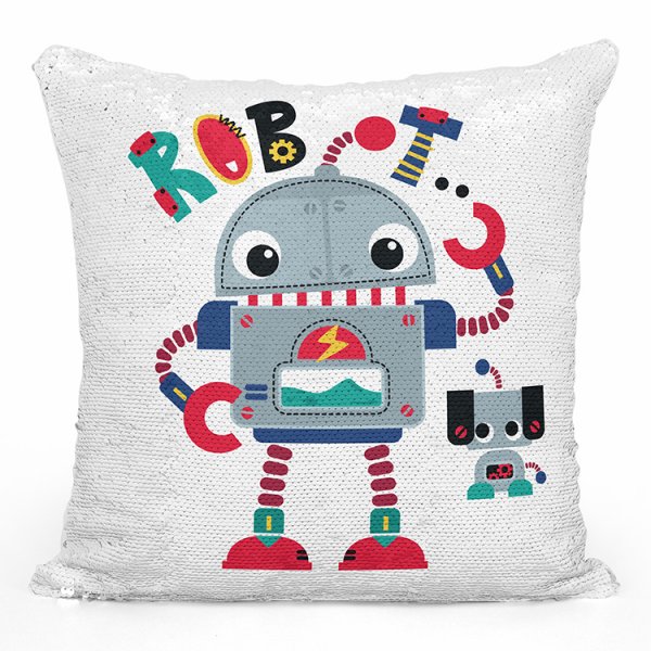 coussin pillow mermaid à sequin magique enfant reversible avec motif robot