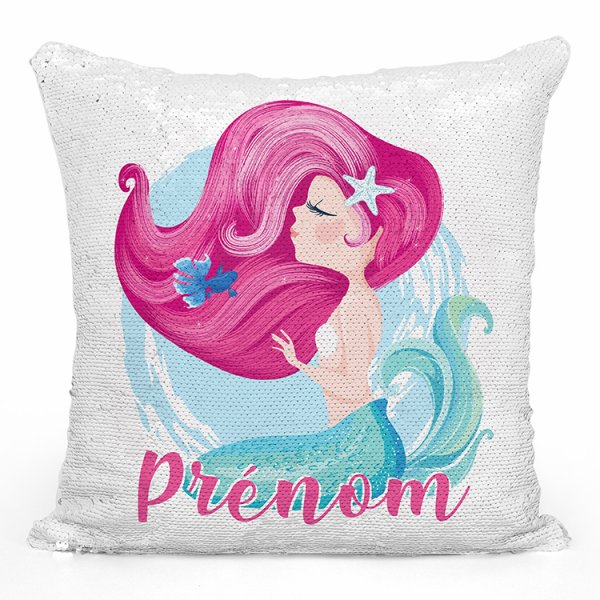 coussin pillow mermaid à sequin magique enfant reversible et personnalisable avec motif sirène