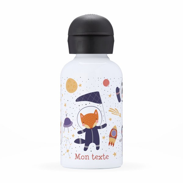 Gourde isotherme personnalisable pour enfants vue de face motif animaux astronautes