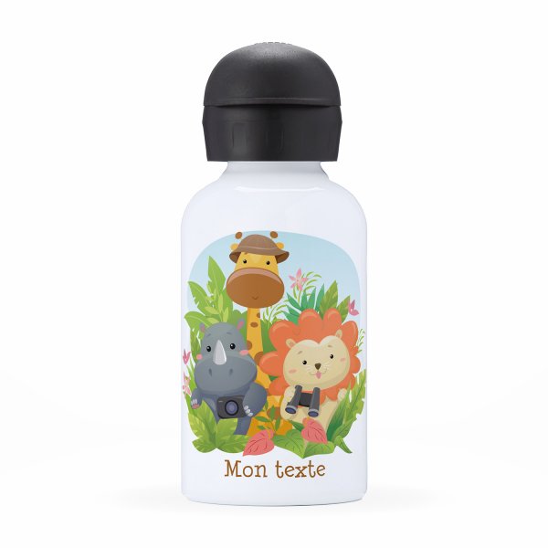 Gourde isotherme personnalisable pour enfants motif Animaux de la jungle