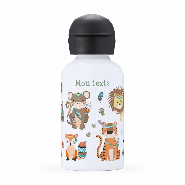 Gourde isotherme personnalisable pour enfants motif Animaux indiens