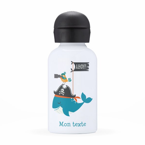 Gourde isotherme personnalisable pour enfants motif baleine pirate