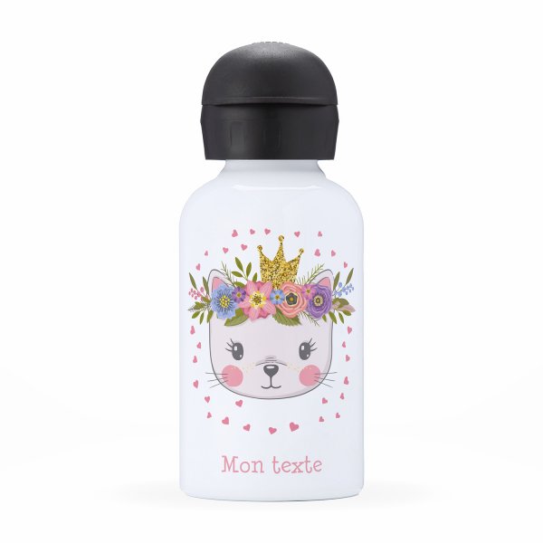 Gourde isotherme personnalisable pour enfants motif chaton princesse