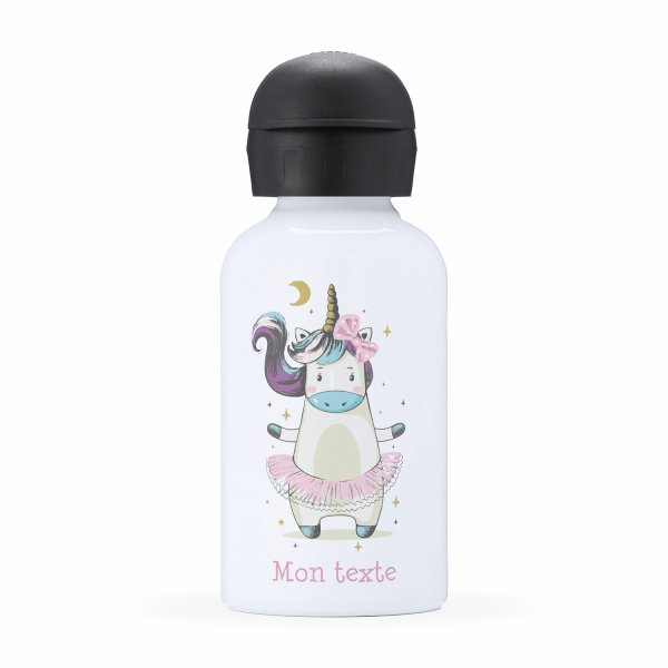 Gourde isotherme personnalisable pour enfants motif danseuse licorne