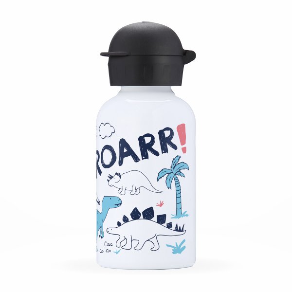 Gourde isotherme personnalisable pour enfants vue du coté droit motif dinosaures