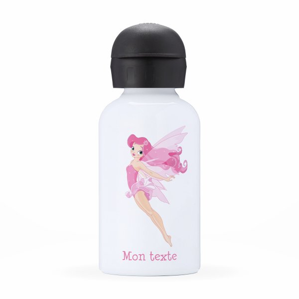 Gourde isotherme personnalisable pour enfants motif fée rose