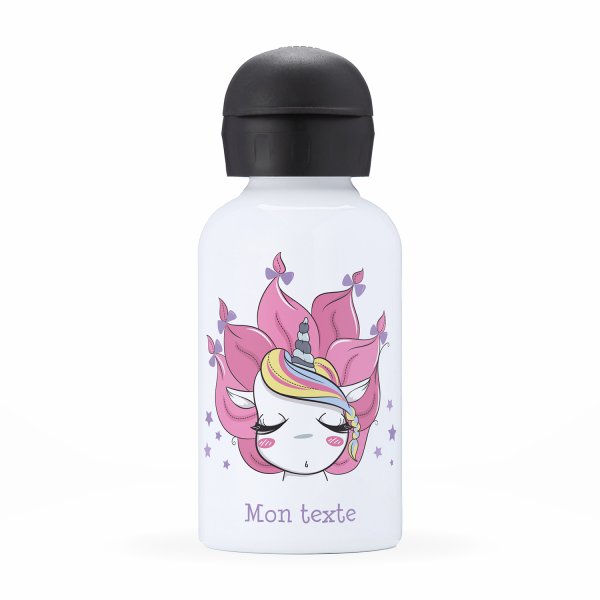 Gourde isotherme personnalisable pour enfants motif licorne étoiles