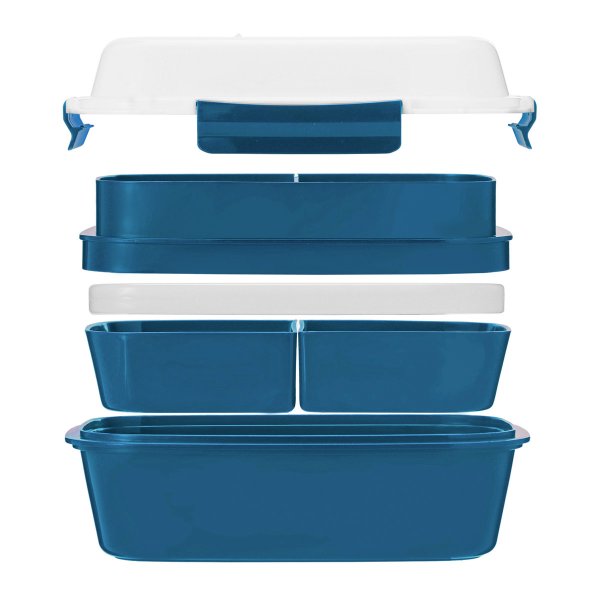 Lunch box - bento - boite à repas isotherme vue éclatée couleur bleu pétrole