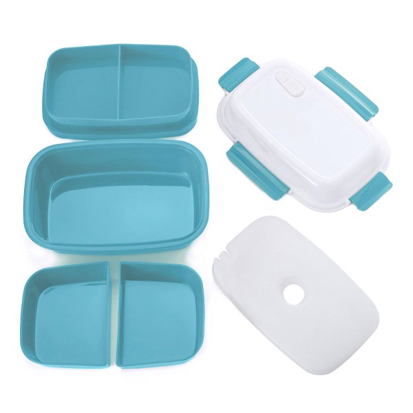 Lunch box - bento - boite à repas isotherme vue décomposée couleur bleu