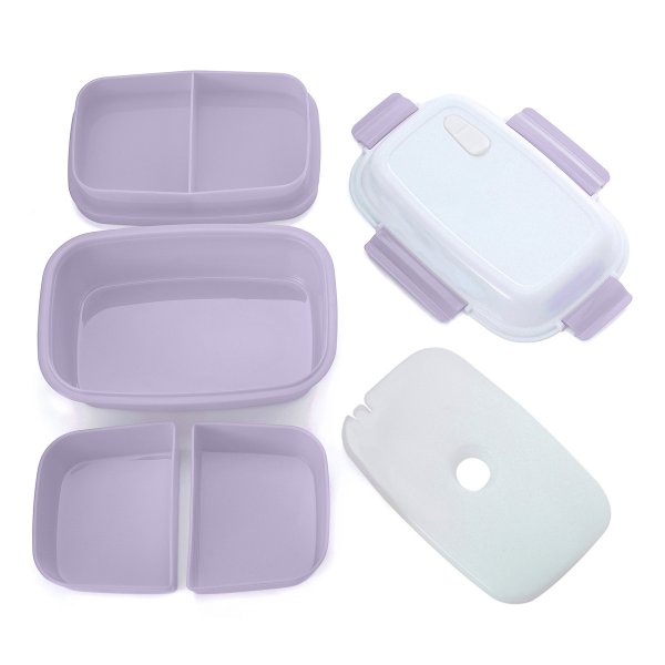 Lunch box - bento - boite à repas isotherme vue décomposée couleur parme