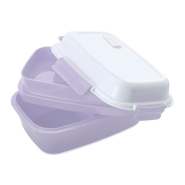 Lunch box - bento - boite à repas isotherme vue couvercle couvert couleur parme