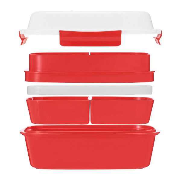 Lunch box - bento - boite à repas isotherme vue éclatée couleur rouge