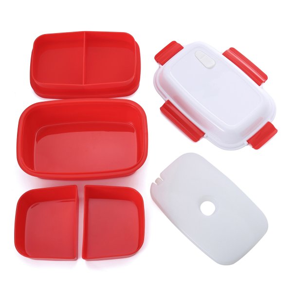 Lunch box - bento - boite à repas isotherme vue décomposée couleur rouge