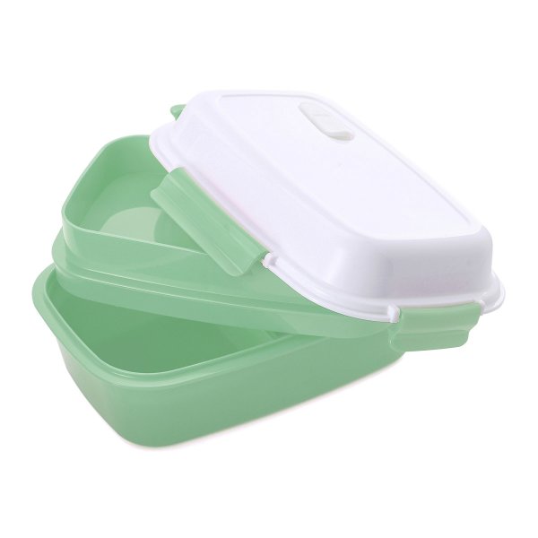 Lunch box - bento - boite à repas isotherme vue couvercle couvert couleur vert