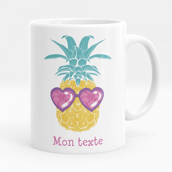 Mug personnalisable pour enfant avec motif ananas de couleur blanc