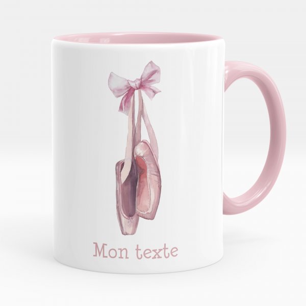 Mug personnalisable pour enfant avec motif ballerines danseuse de couleur rose