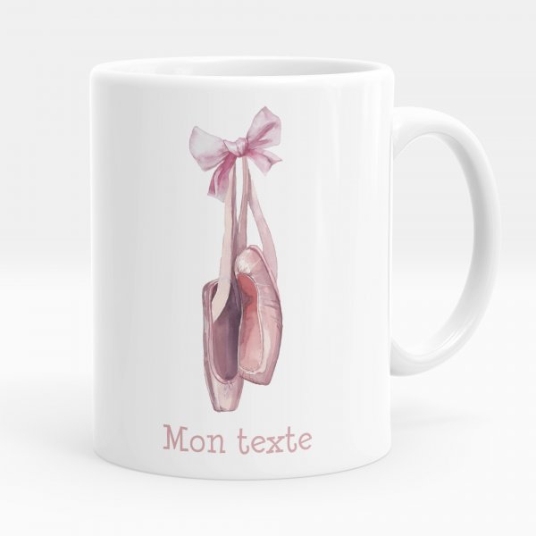 Mug personnalisable pour enfant avec motif ballerines danseuse de couleur blanc