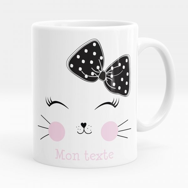 Mug personnalisable pour enfant avec motif chaton de couleur blanc