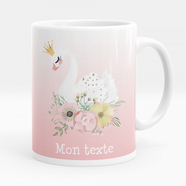 Mug personnalisable pour enfant avec motif cygne de couleur blanc