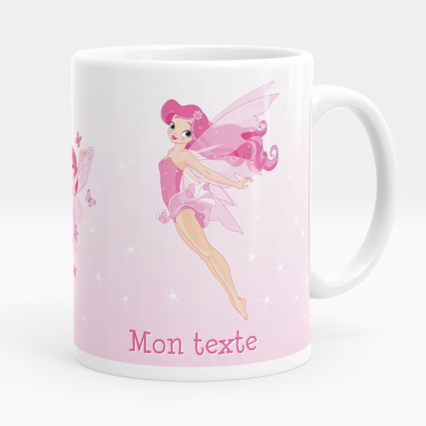 Mug personnalisable pour enfant avec motif fée de couleur blanc