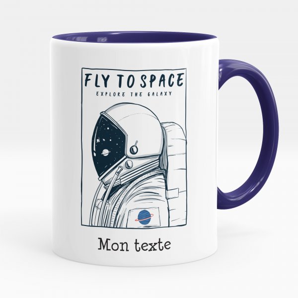 Mug personnalisable pour enfant avec motif fly to space de couleur bleu foncé