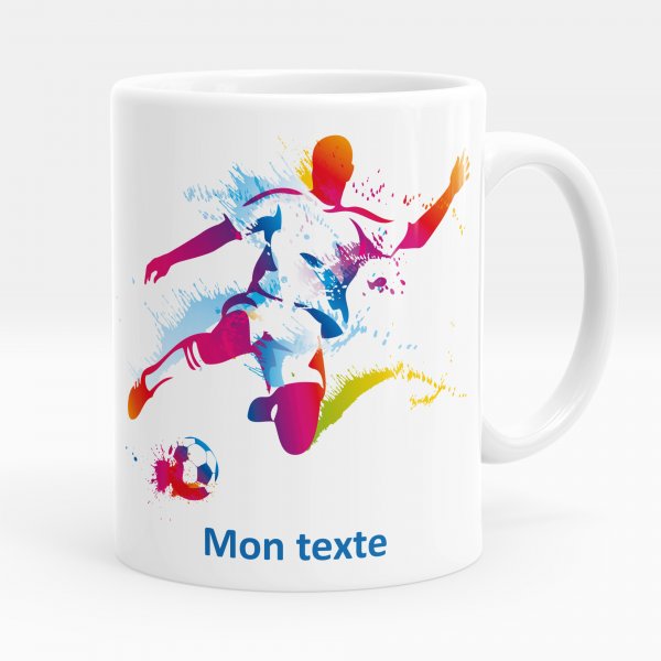 Mug personnalisable pour enfant avec motif footballeur de couleur blanc