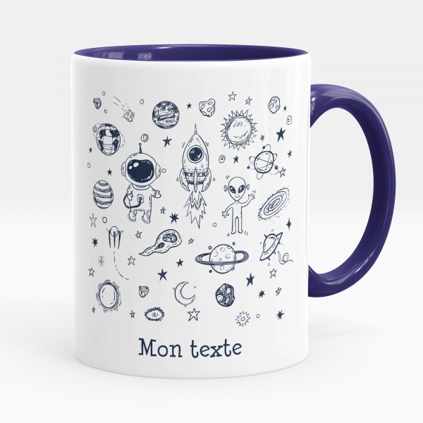 Mug personnalisable pour enfant avec motif galaxie de couleur bleu foncé