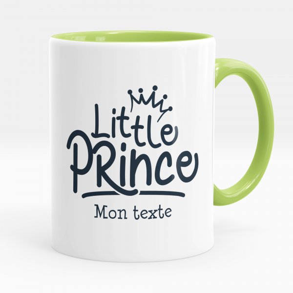 Mug personnalisable pour enfant avec motif little prince de couleur vert