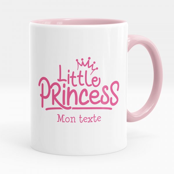 Mug personnalisable pour enfant avec motif little princess de couleur rose