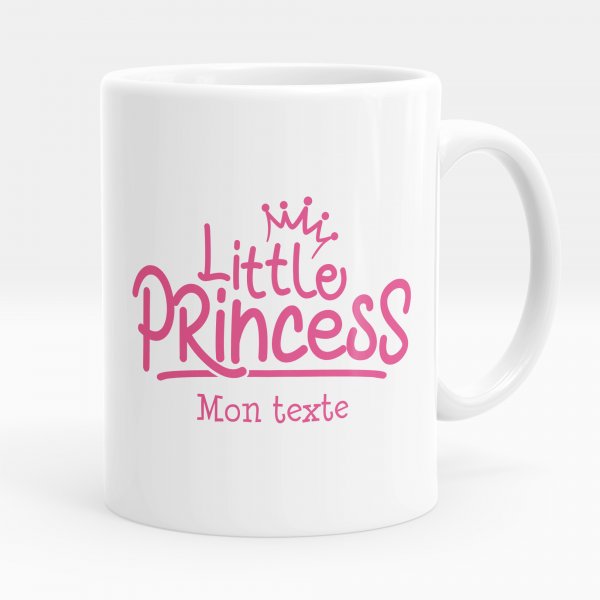 Mug personnalisable pour enfant avec motif little princess de couleur blanc