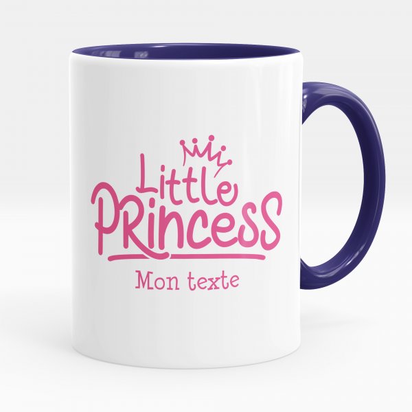 Mug personnalisable pour enfant avec motif little princess de couleur bleu foncé
