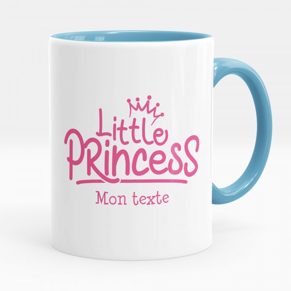 Mug personnalisable pour enfant avec motif little princess de couleur bleu