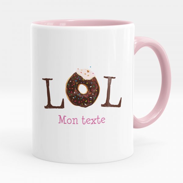 Mug personnalisable pour enfant avec motif LOL de couleur rose