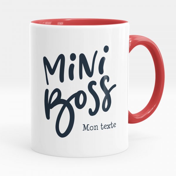 Mug personnalisable pour enfant avec motif mini boss de couleur rouge