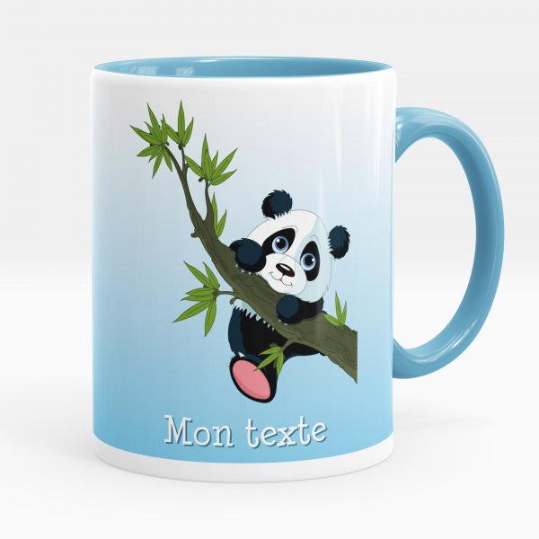 Mug personnalisable pour enfant avec motif panda de couleur bleu