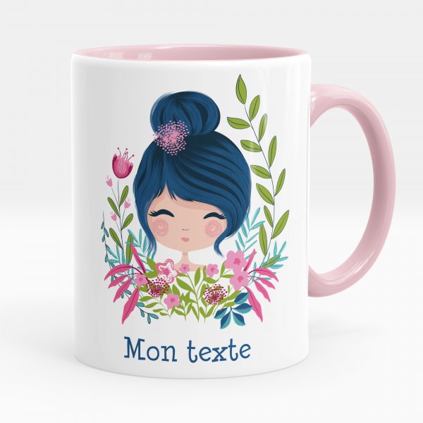 Mug personnalisable pour enfant avec motif petite fille de couleur rose