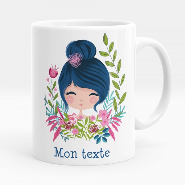 Mug personnalisable pour enfant avec motif petite fille de couleur blanc