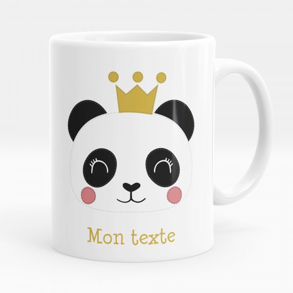 Mug personnalisable pour enfant avec motif princesse panda de couleur blanc