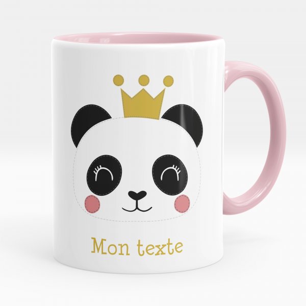 Mug personnalisable pour enfant avec motif princesse panda de couleur rose