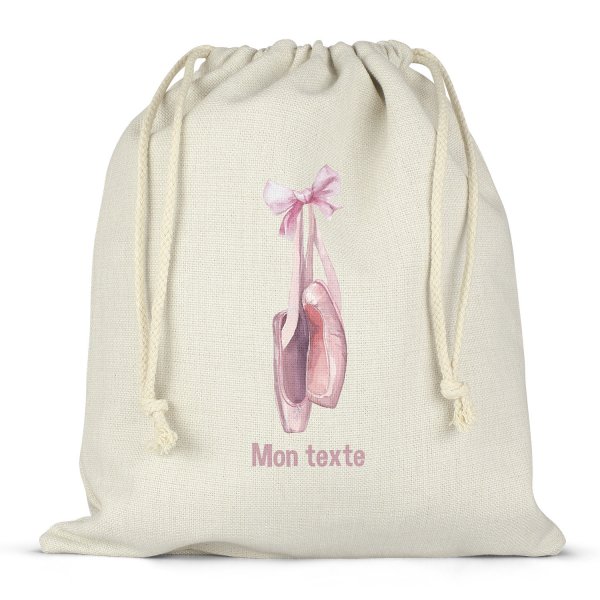 Sac à ficelles ou cordon personnalisable pour lunch box - bento - boite à repas motif ballerines de danseuse