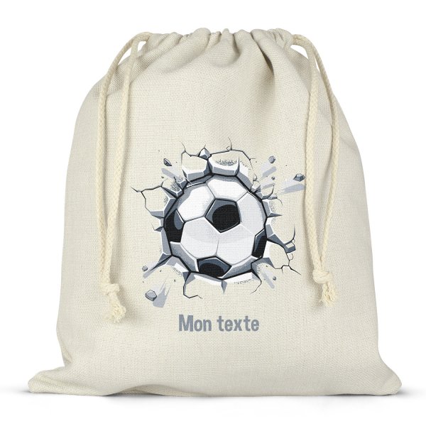 Sac à ficelles ou cordon personnalisable pour lunch box - bento - boite à repas motif ballon de foot