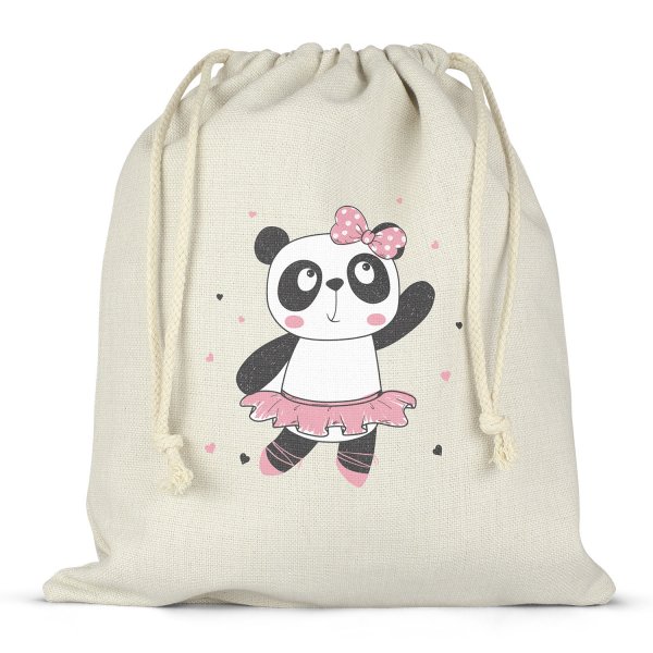 Sac à ficelles ou cordon pour lunch box - bento - boite à repas danseuse panda