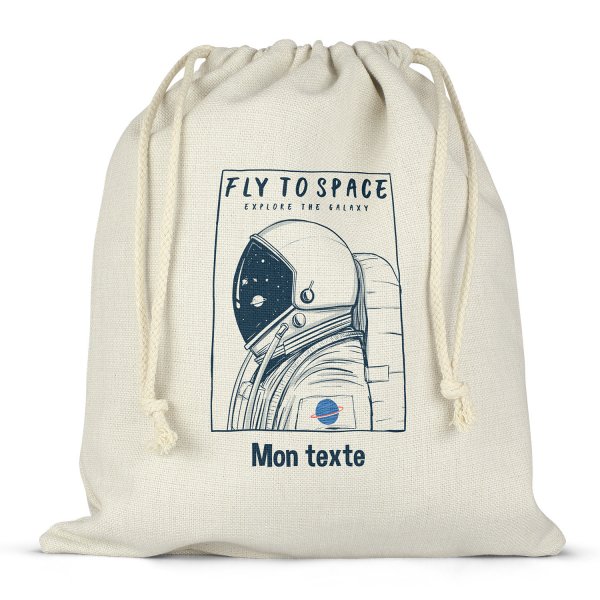 Sac à ficelles ou cordon personnalisable pour lunch box - bento - boite à repas motif fly to space