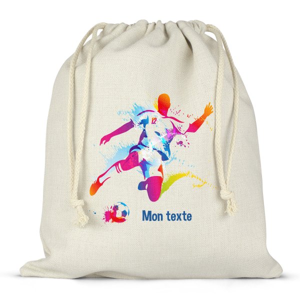 Sac à ficelles ou cordon personnalisable pour lunch box - bento - boite à repas motif footballeur