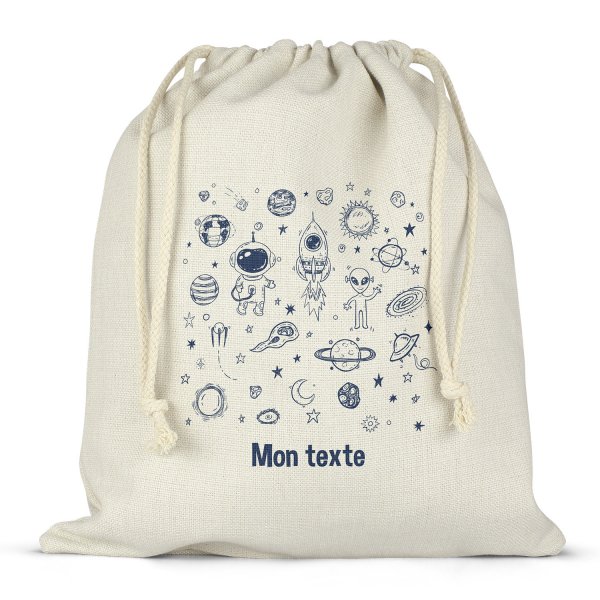 Sac à ficelles ou cordon personnalisable pour lunch box - bento - boite à repas motif galaxie