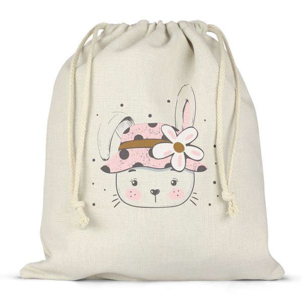 Sac à ficelles ou cordon personnalisable pour lunch box - bento - boite à repas motif lapine