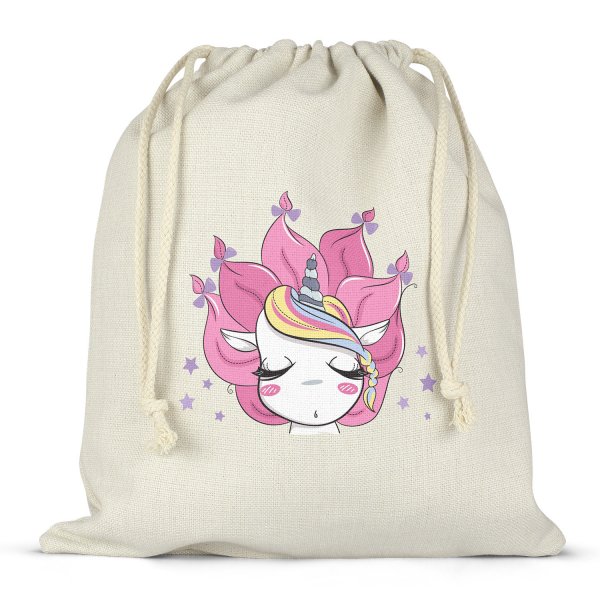 Sac à ficelles ou cordon pour lunch box - bento - boite à repas motif licorne