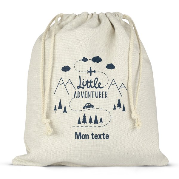 Sac à ficelles ou cordon personnalisable pour lunch box - bento - boite à repas motif little adventurer