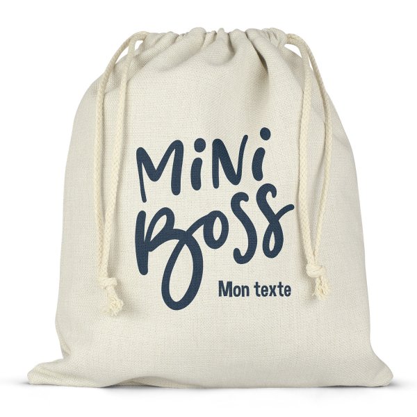 Sac à ficelles ou cordon personnalisable pour lunch box - bento - boite à repas motif mini boss