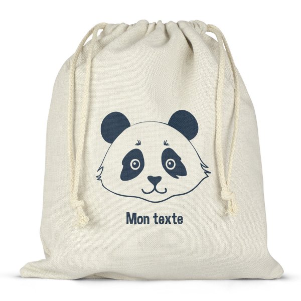 Sac à ficelles ou cordon personnalisable pour lunch box - bento - boite à repas motif panda